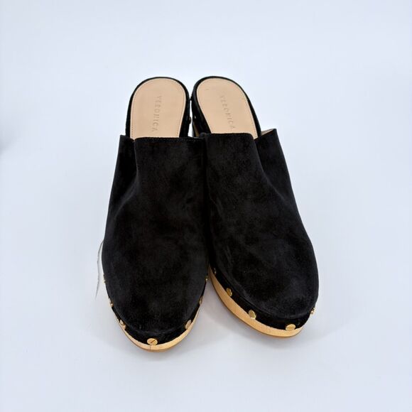 Veronica Beard Grita Black Suede Studded Heeled mules Slip On Clogs Size 9M - Picture 5 of 14